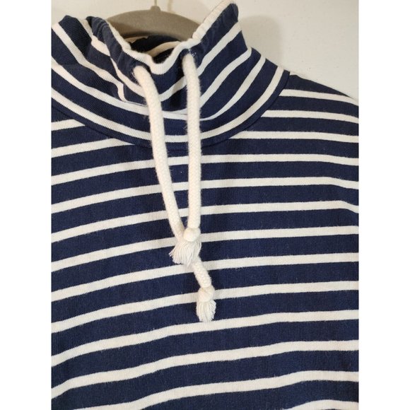 J. Crew Large Crew Neck Pullover Blue White Striped Long Sleeve Nautical Sweater - Picture 4 of 7